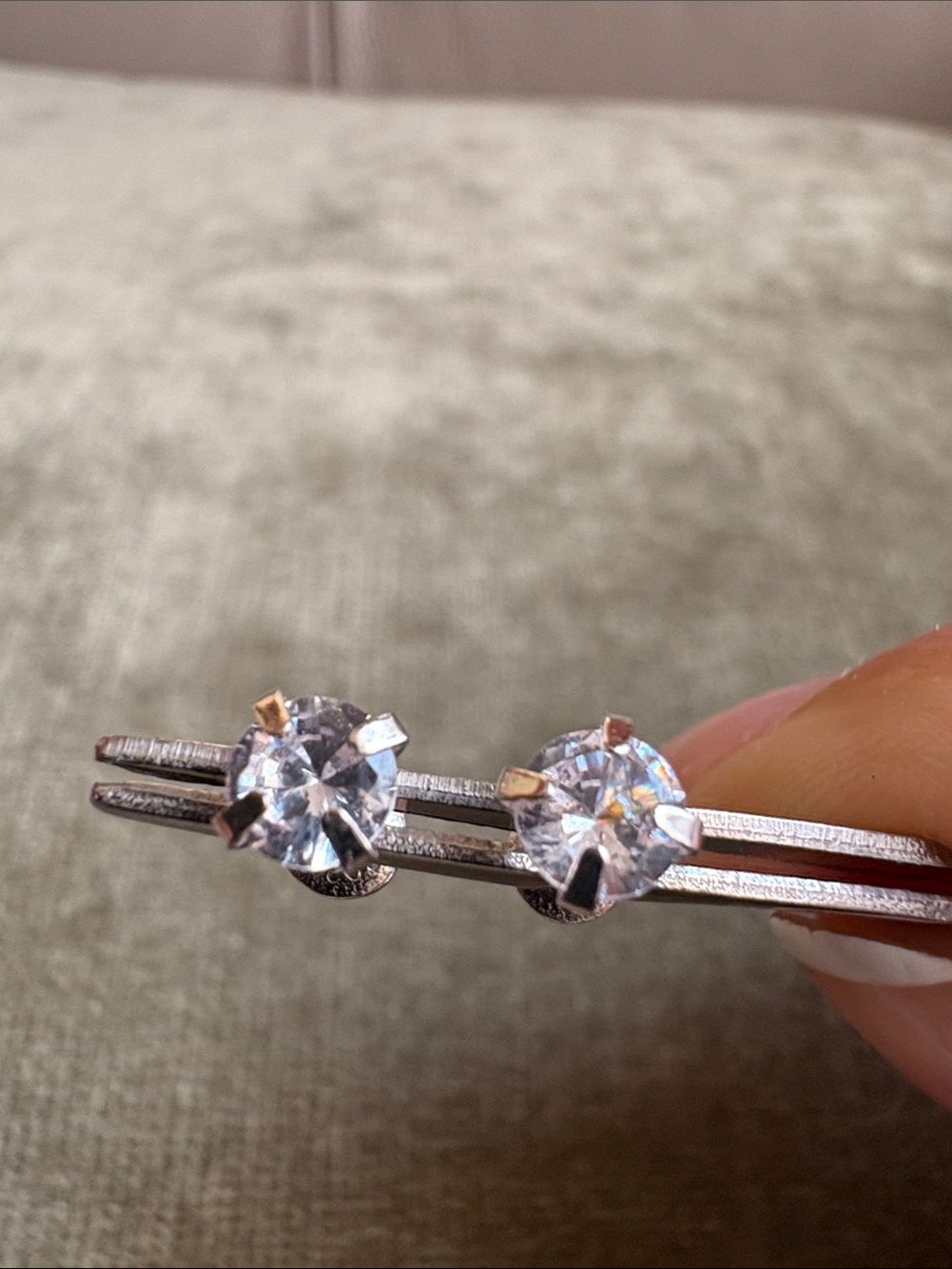 Sterling Silver Stud Earrings With White Sapphire